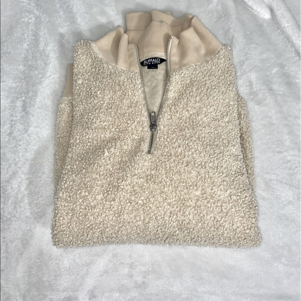 Quarter zip fuzzy sweater 🤍🤍🤍